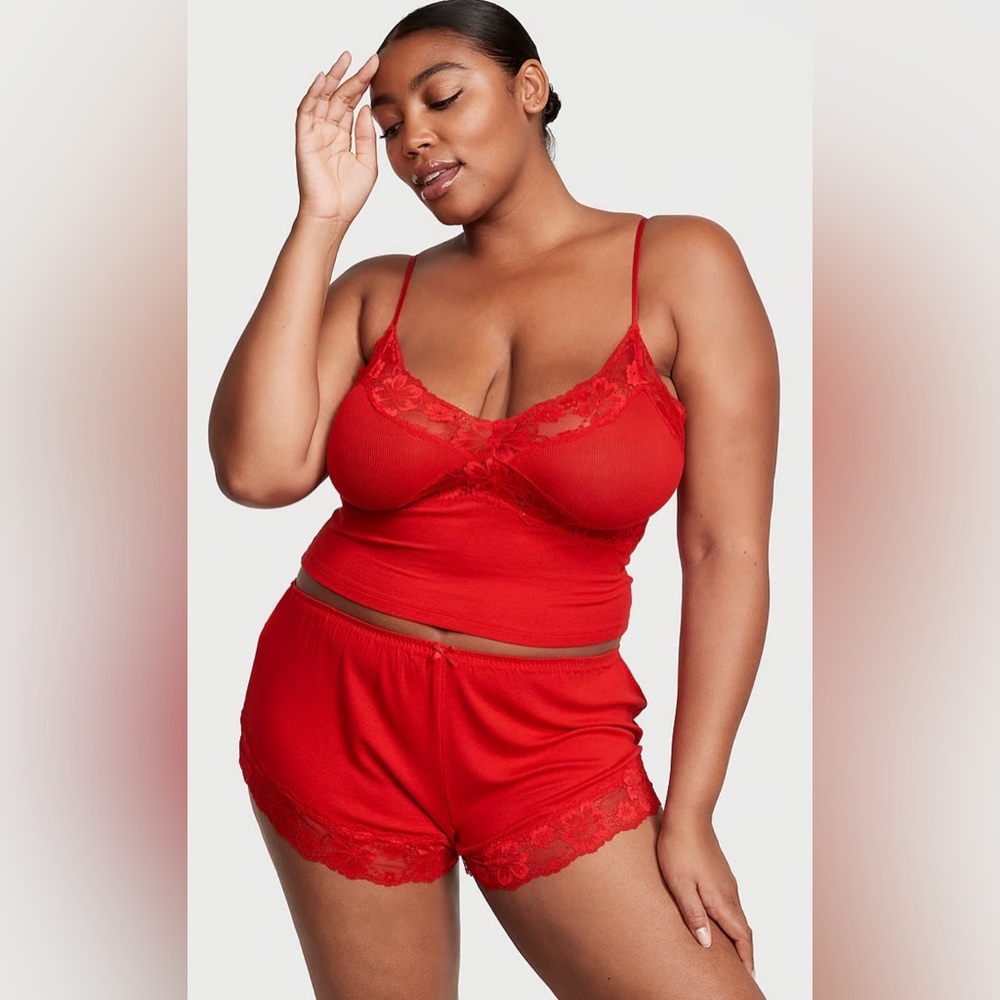 Victoria’s Secret Ribbed Modal & Lace Cami Set